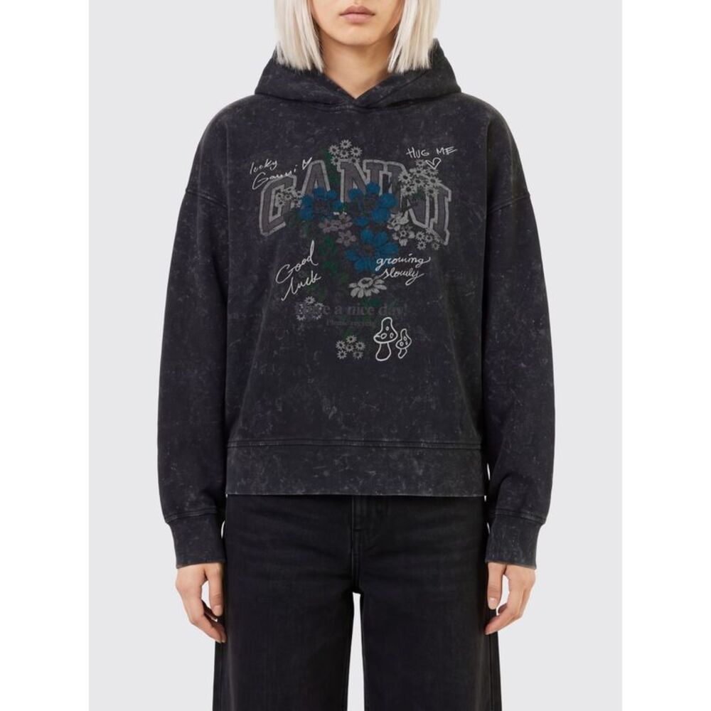 Ganni Women Organic Cotton Ganni Hoodie With Contrasting Logo Print